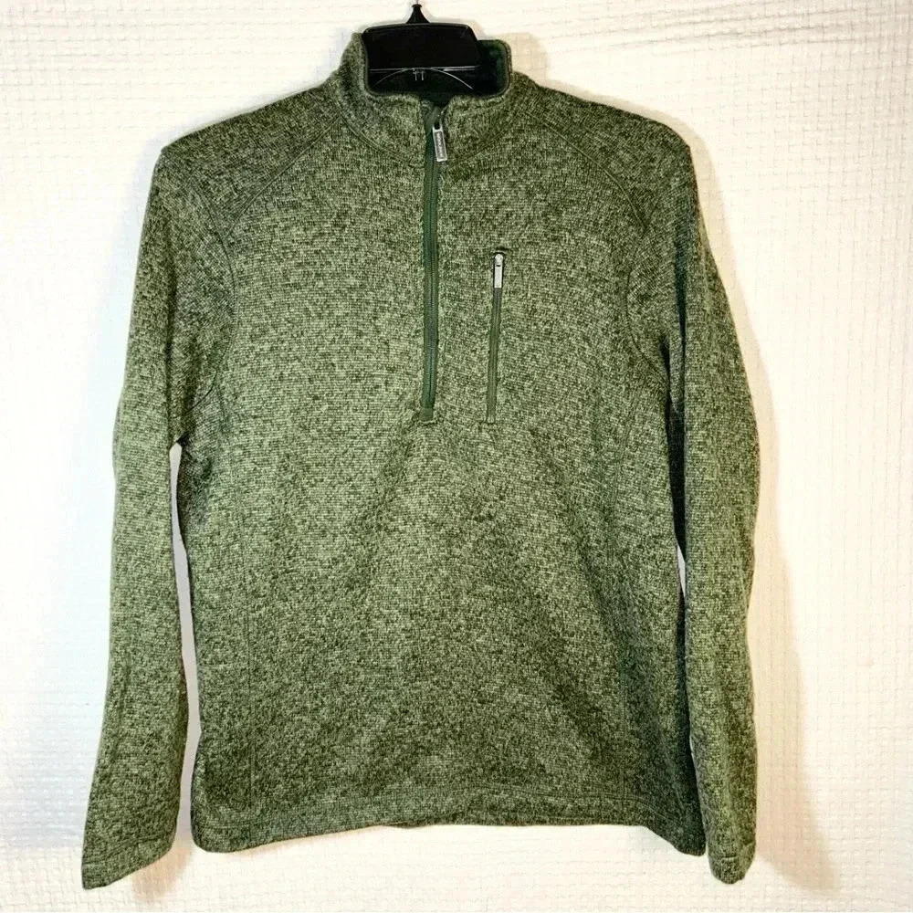 Woolrich Men Medium Green Heather Half Zip Long Sleeve Pullover Sweater Gorpcore